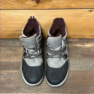 Tommy Hilfiger Women's Ankle Duck Boots Lace Up Winter Gray Black Size 8.5M